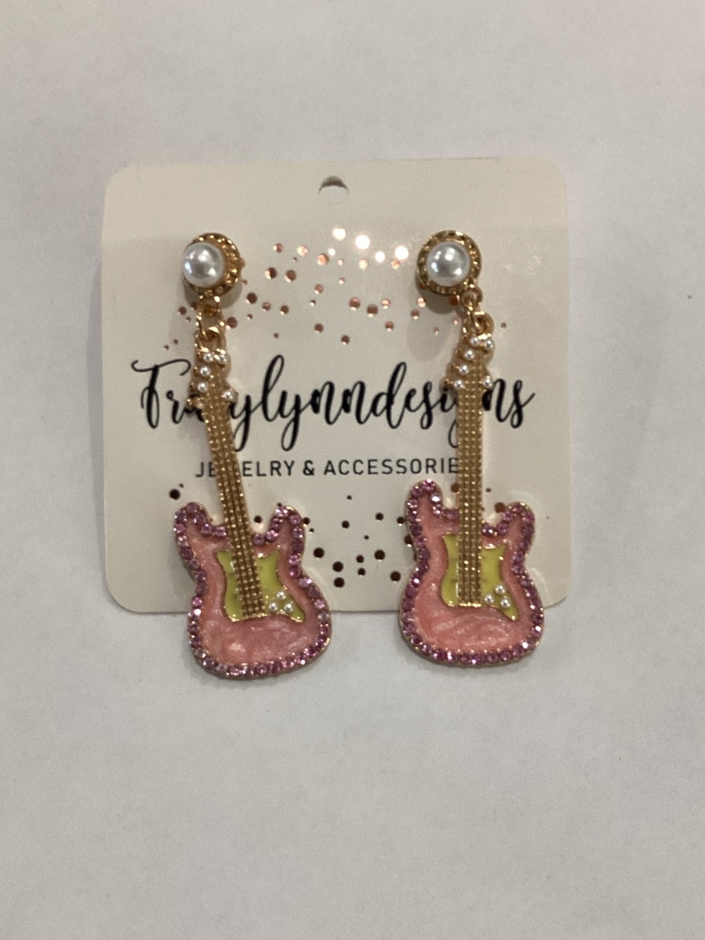Trulyndesigns‎ Pink Guitar Drop Earrings